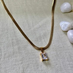 gold square pendant necklace