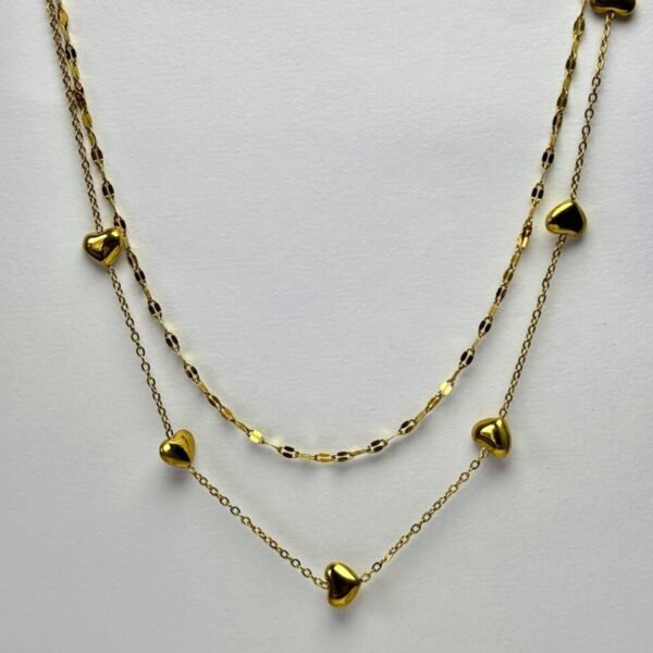 luxe layered heart chain necklace