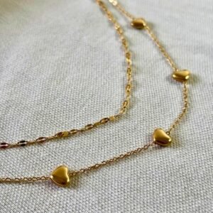 luxe layered heart chain necklace