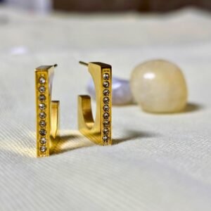 crystal geometric hoop earrings