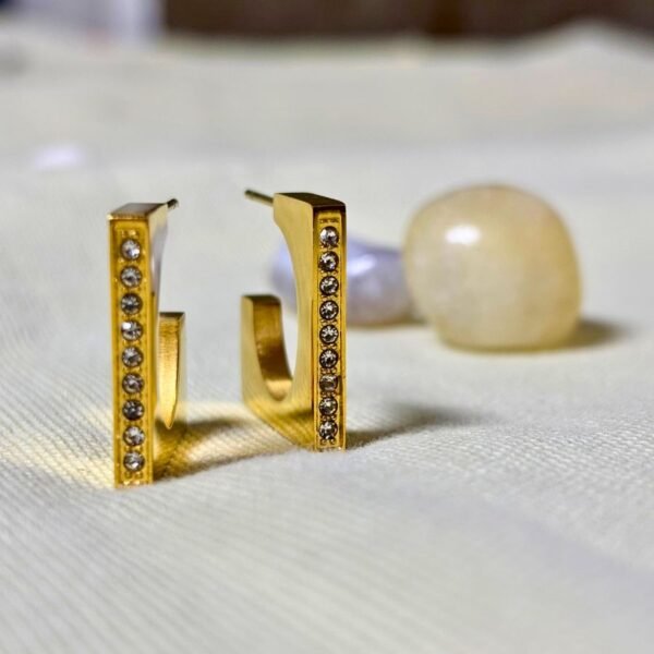 crystal geometric hoop earrings