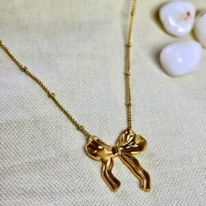 golden bow knot necklace