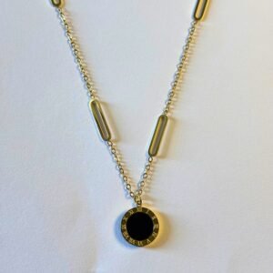 black enamel pendant necklace