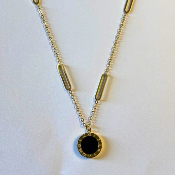 black enamel pendant necklace