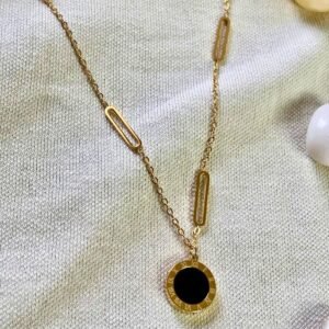 black enamel pendant necklace