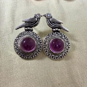 bird charm oxidised earrings