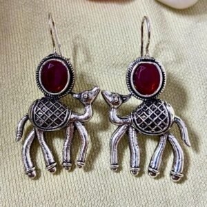 camel design earrings with red stone