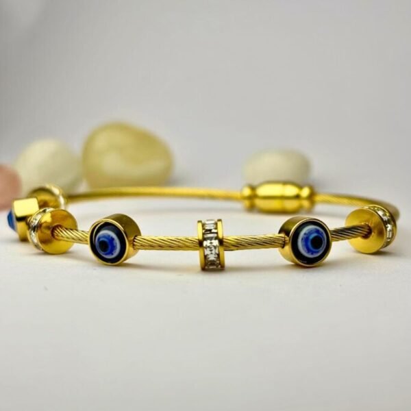 Evil Eye Charm Thin Bracelet - Image 2