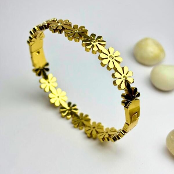 Golden Floral Charm Bracelet - Image 2