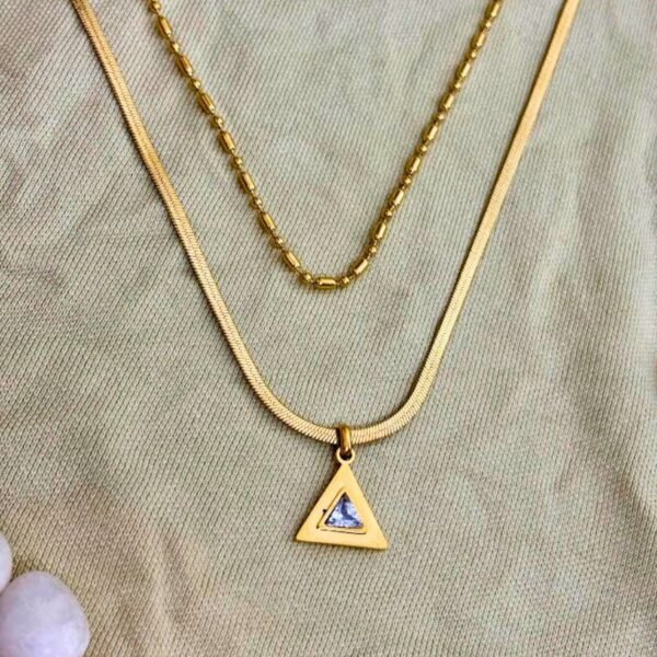 Triangle Diamond Pendant Necklace - Image 2