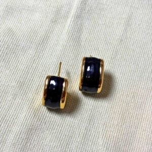 Black Enamel Half Hoop Earrings