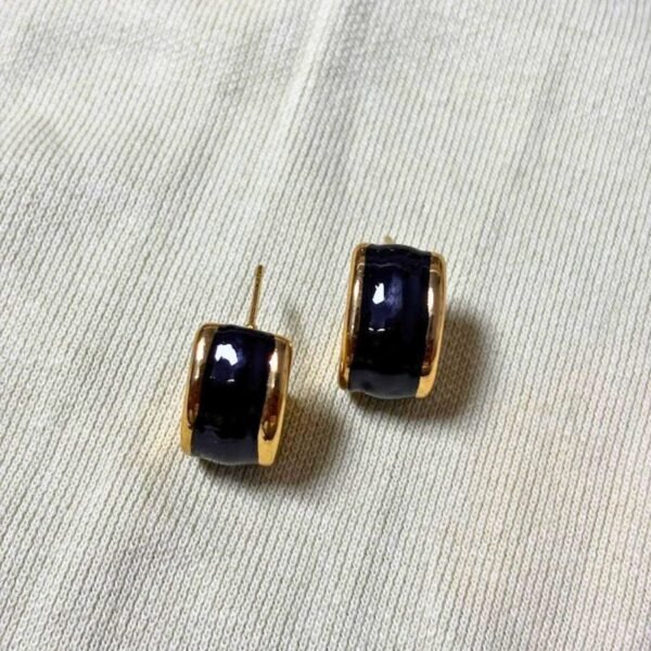 Black Enamel Half Hoop Earrings