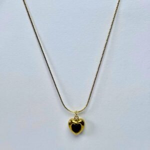 noir enamel heart pendant necklace