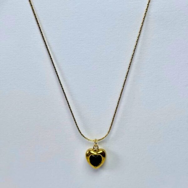 noir enamel heart pendant necklace