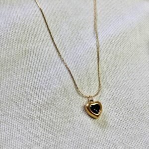 noir enamel heart pendant necklace