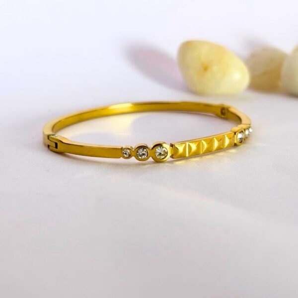 Golden Crystal-Studded Thin Bracelet - Image 2