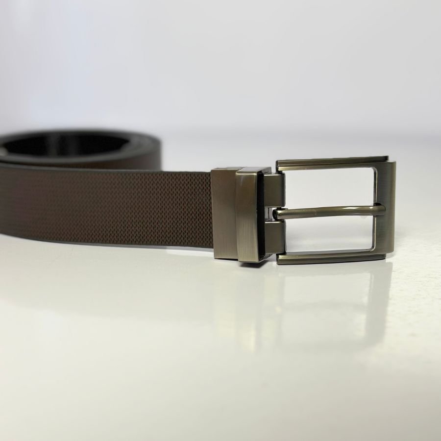 Men’s Textured Reversible Leather Belt | Dual-Tone Black & Brown Belt - Image 2