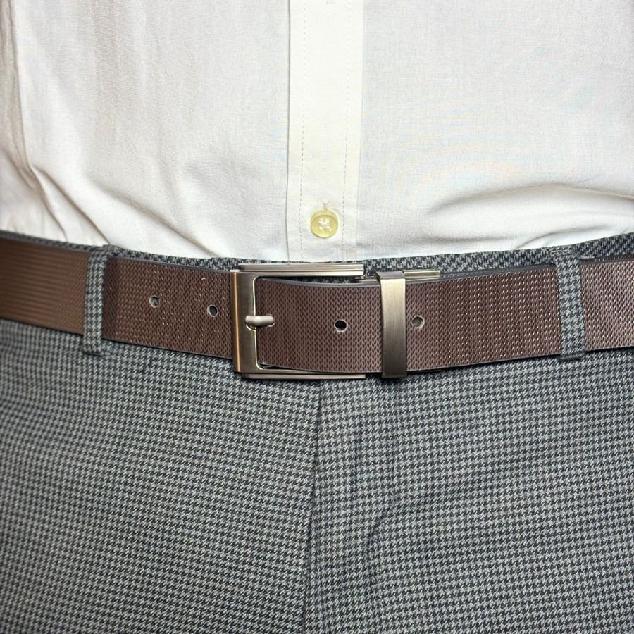 Men’s Textured Reversible Leather Belt | Dual-Tone Black & Brown Belt - Image 7