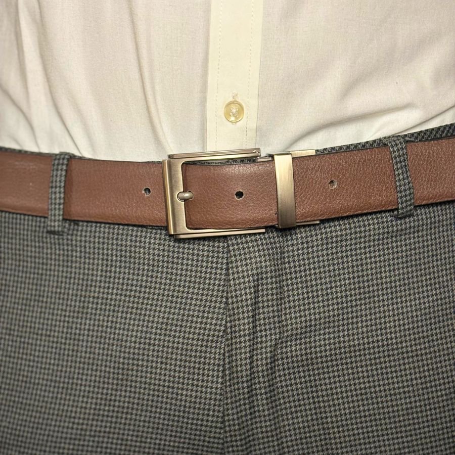 Men’s Casual Reversible Leather Belt | Brown & Black Formal Belt - Image 3